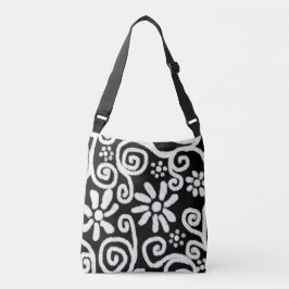 Bolsa Ajustável Flor branco preto e espiral flores