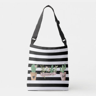 Bolsa Ajustável Flor Cactus - Stripes Brancas Pretas
