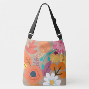 Bolsa Ajustável Flor Colorida Folha Dourada de Abstrato Chic