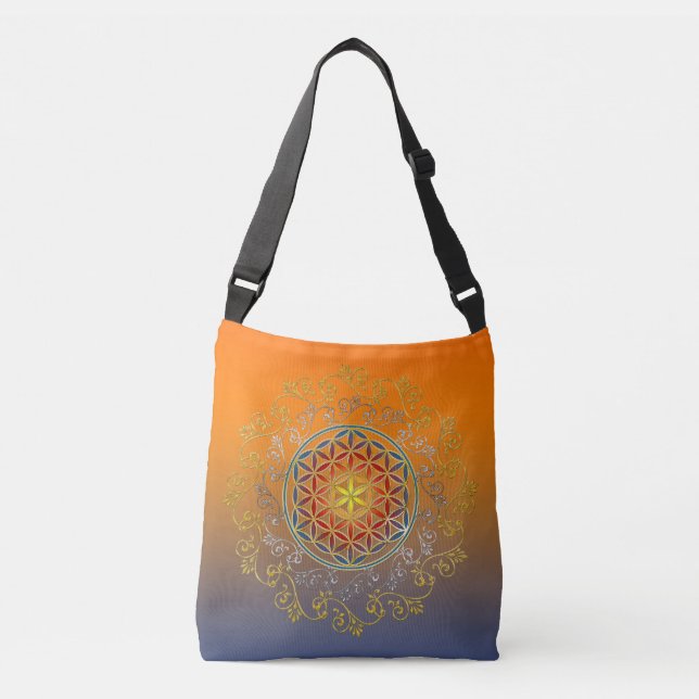 Bolsa Ajustável Flor da Vida - Mandala de Ornamentos Antigos 1 (Frente)