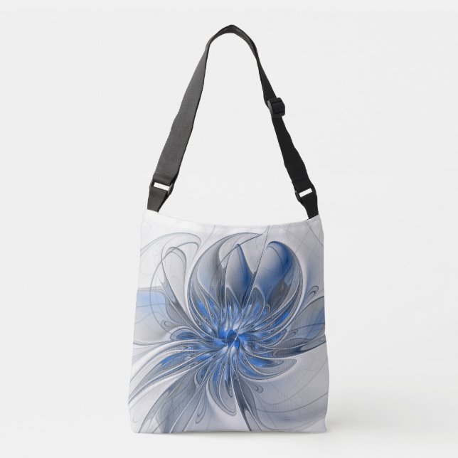 Bolsa Ajustável Flor de Arte Fracionada com Cinza Azul abstrato (Frente)