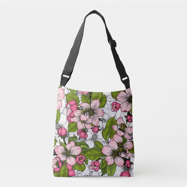 Bolsa Ajustável Flor de maçã em branco (Frente)