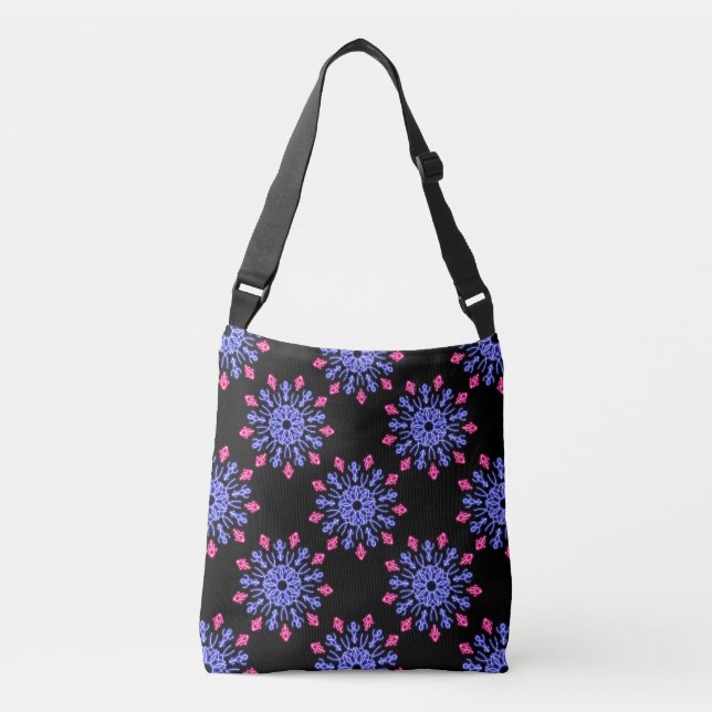 Bolsa Ajustável Flor de néon azul e vermelho (Frente)