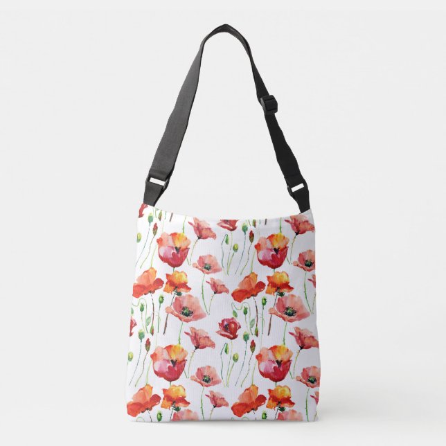 Bolsa Ajustável Flor De Papoila: Simples Fundo Sem Olhos. (Frente)
