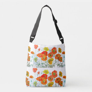 Bolsa Ajustável Flor de Papoula Laranja Vermelha Aquarela Papoulas