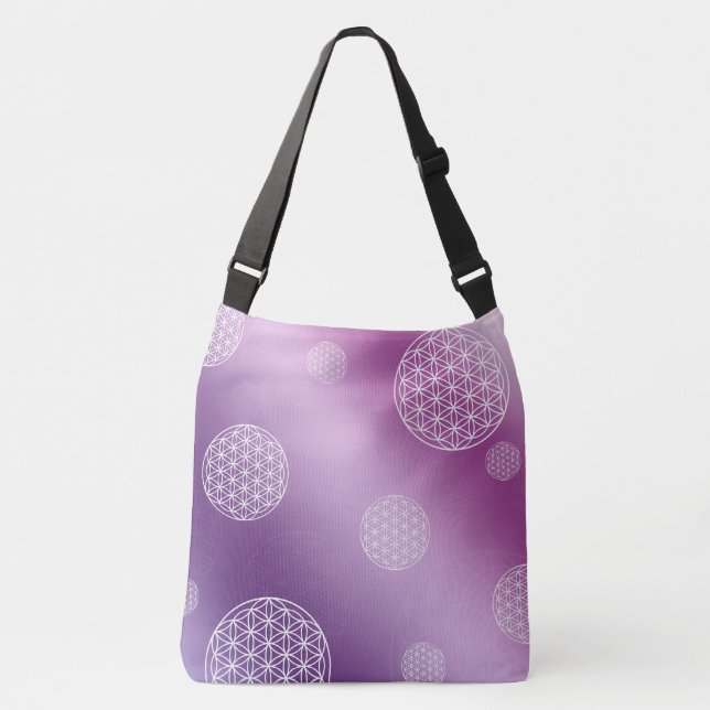 Bolsa Ajustável Flor de vida roxo e rosa (Frente)
