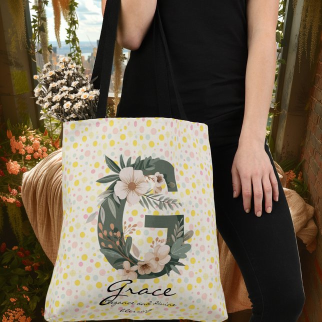 Bolsa Ajustável Flor Radiante de Grace - Monograma Floral de Boho (Criador carregado)