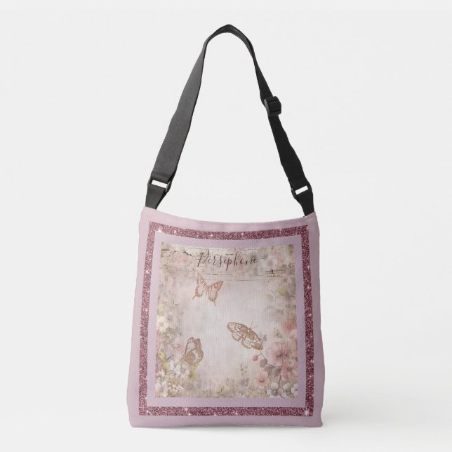 Bolsa Ajustável Flor rosa padrão misto (Frente)