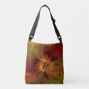 Bolsa Ajustável Flor verde-laranja-abstrato Vermelho Castanho-Cast