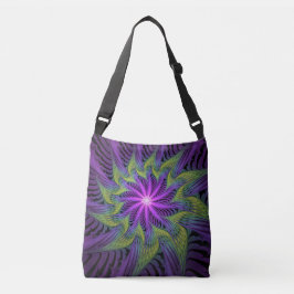 Bolsa Ajustável Flor Verde Roxo, Abstrato, Arte Fractal