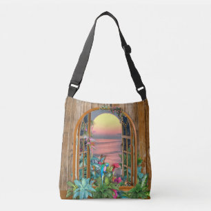 Bolsa Ajustável Flora Tropical Paraíso no Sunset Crossbody Bag