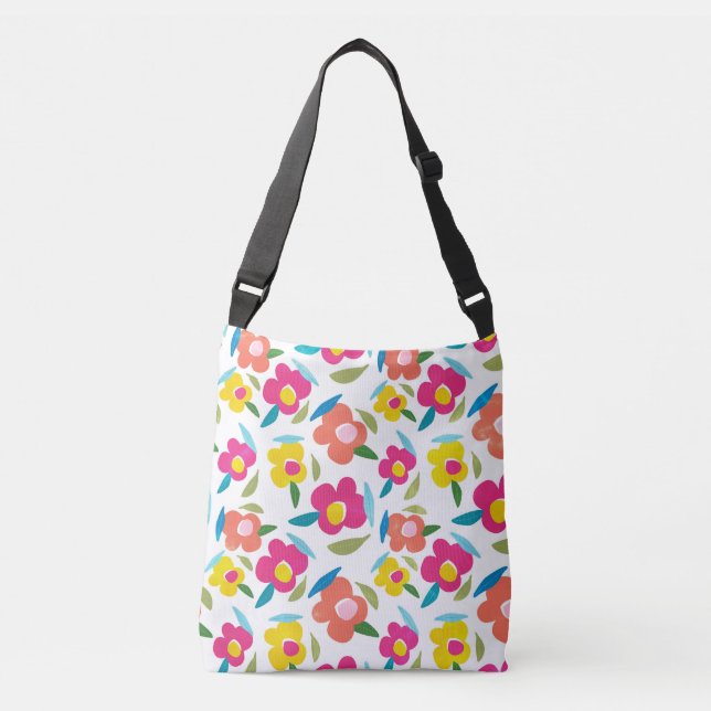 Bolsa Ajustável Florais brilhantes em branco (Frente)