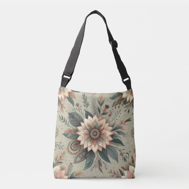 Bolsa Ajustável Florais em Sage (Frente)