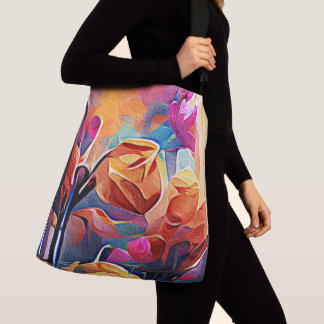 Bolsa Ajustável Floral Abstrato Art Laranja Vermelho Azul Flores