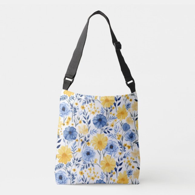 Bolsa Ajustável Floral azul e amarelo (Frente)