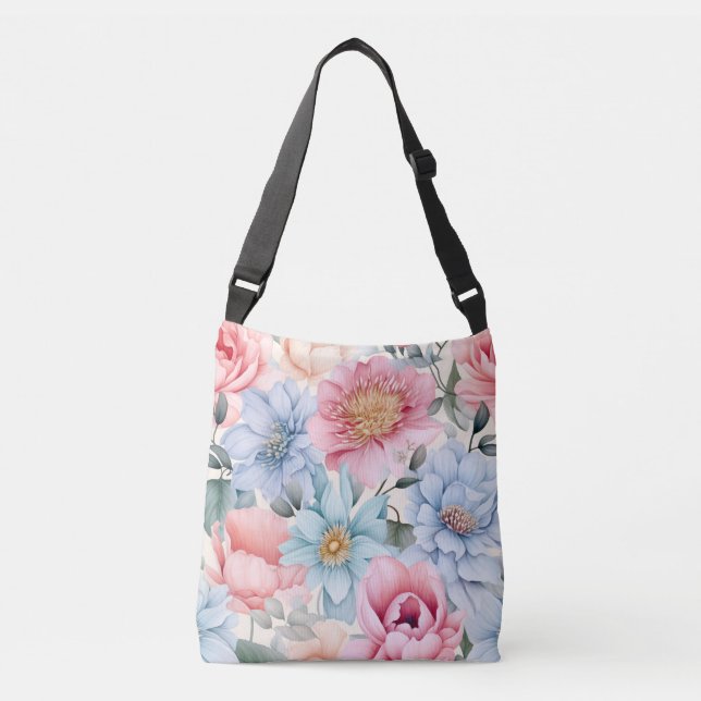 Bolsa Ajustável Floral Azul e Rosa (Frente)