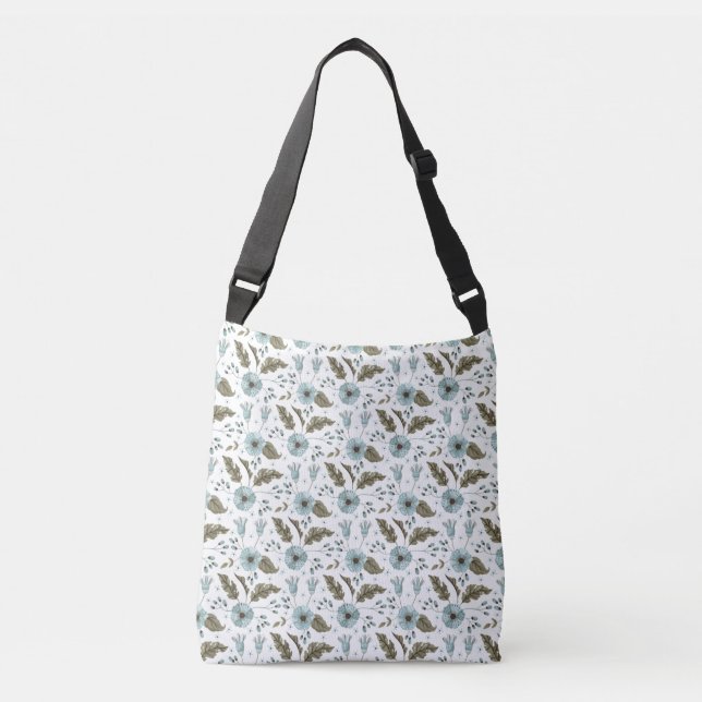 Bolsa Ajustável Floral Azul e Verde (Frente)