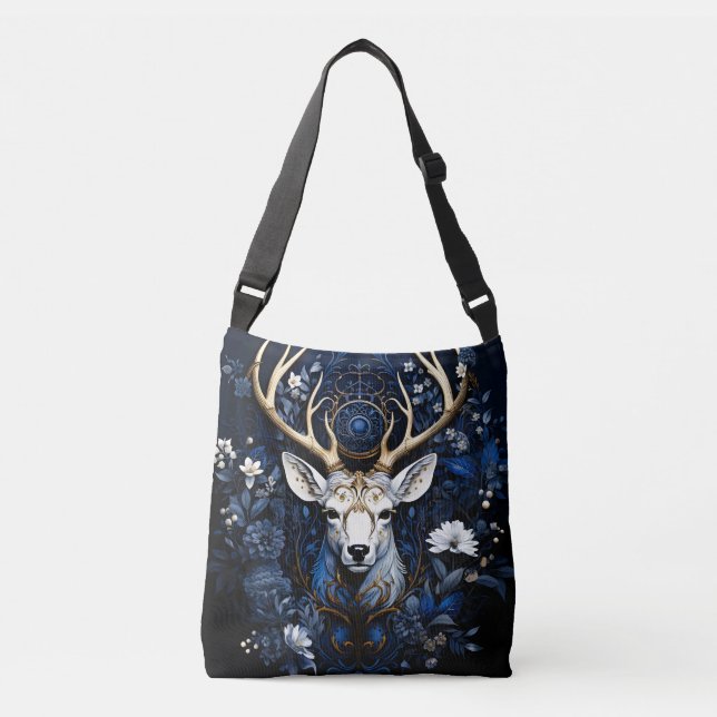 Bolsa Ajustável Floral Celestial Gótico de Veado à Meia-Noite  (Frente)