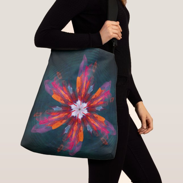 Bolsa Ajustável Floral Flores de Mandala Laranja Vermelho Abstrato (Close Up)