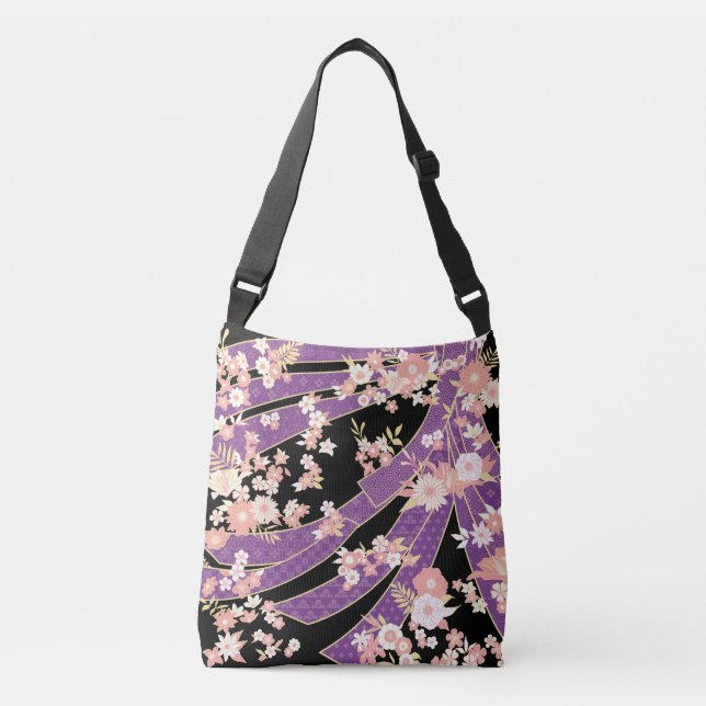 Bolsa Ajustável Floral Kimono Padrão Violet (Frente)