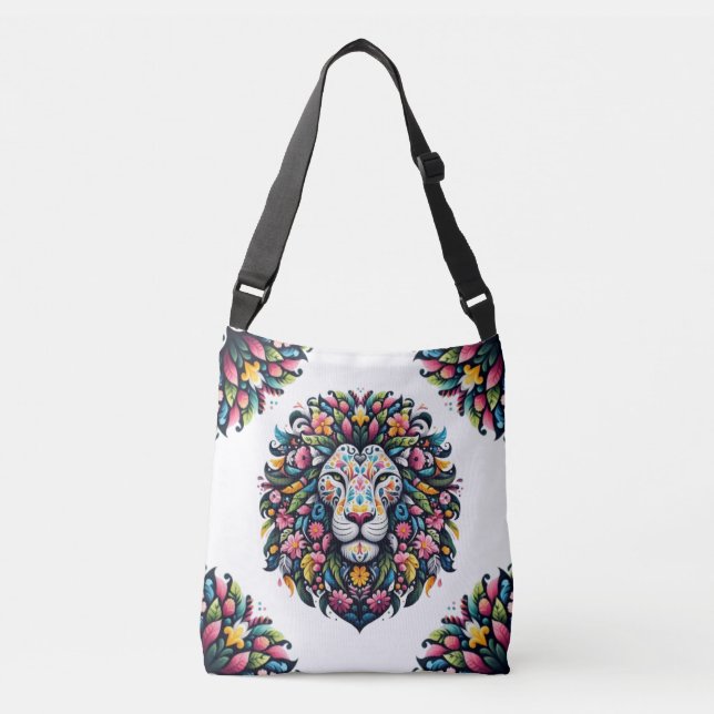 Bolsa Ajustável Floral Lion Silhouette (Frente)