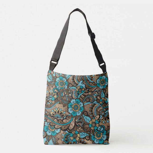 Bolsa Ajustável Floral Paisley Pattern - touro e dourados (Frente)