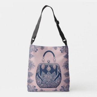 Bolsa Ajustável Floral pink and blue AI art 