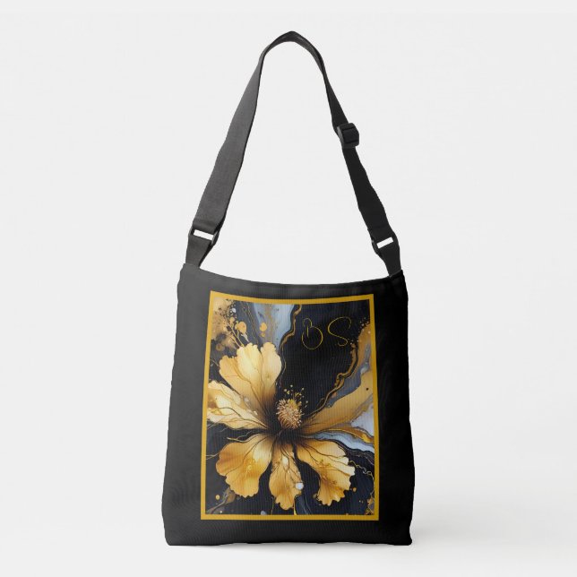Bolsa Ajustável floral preto abstrato de giz (Frente)