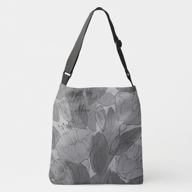 Bolsa Ajustável floral preto e branco contempory moderno esboçado (Verso)