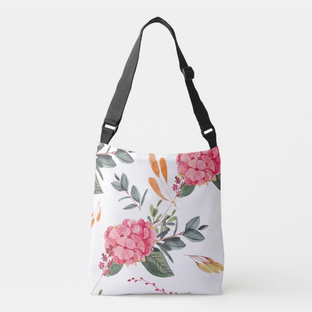 Bolsa Ajustável Floral Rosa de Aquarela (Frente)