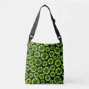 Bolsa Ajustável Flores Abstratas 031023 - Chartreuse no Preto