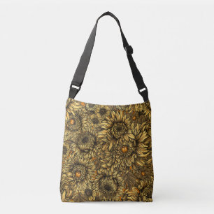 Bolsa Ajustável Flores amarelas do crisântemo e besouros alaranja