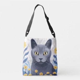 Bolsa Ajustável Flores Amarelas do Gato Azul Russo