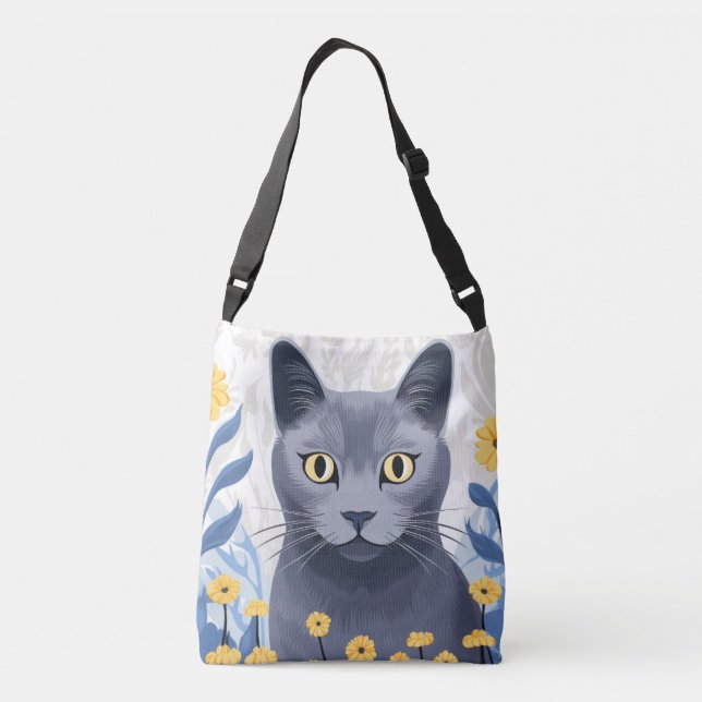 Bolsa Ajustável Flores Amarelas do Gato Azul Russo (Verso)