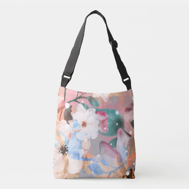 Bolsa Ajustável Flores de Abstrato de Aquarela 1 (Frente)