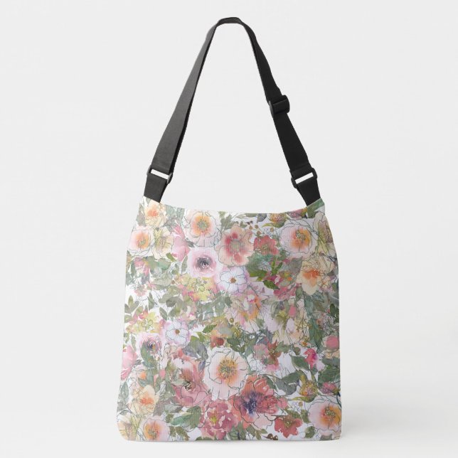 Bolsa Ajustável Flores de Aquarela (Frente)