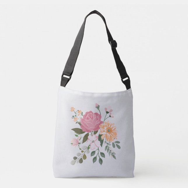 Bolsa Ajustável Flores de aquarela (Frente)