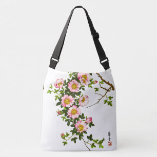 Bolsa Ajustável Flores de cerejeira japonesas, rosa e ouro do