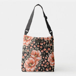 Bolsa Ajustável Flores de coral em preto