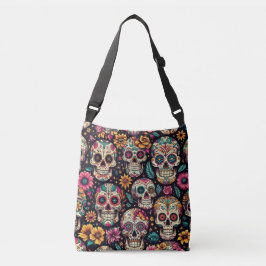 Bolsa Ajustável Flores de Crânio Açucarado