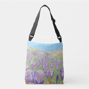 Bolsa Ajustável Flores de Croco Roxo na Ilustração de Primavera Hi