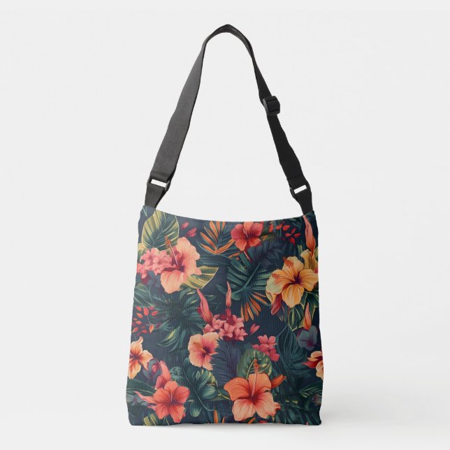 Bolsa Ajustável Flores De Hibisco, Um Padrão Floral Tropical (Frente)