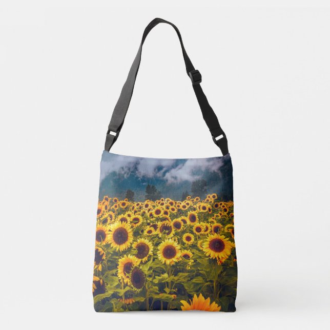 Bolsa Ajustável Flores de Paisagem de Girassol Amarelo (Verso)