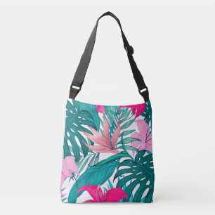 Bolsa Ajustável Flores e Folhas Tropicais Elegantes de Hibisco