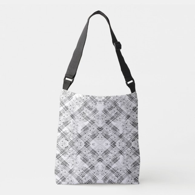 Bolsa Ajustável Flores e listras monocromáticas (Frente)