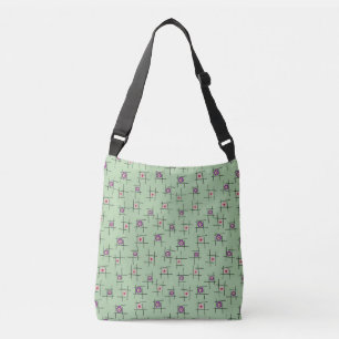 Bolsa Ajustável Flores geométricas e paus em fundo verde
