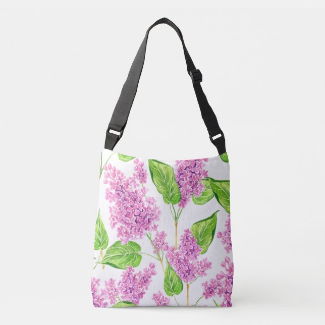 Bolsa Ajustável Flores lilás cor-de-água rosa (Frente)