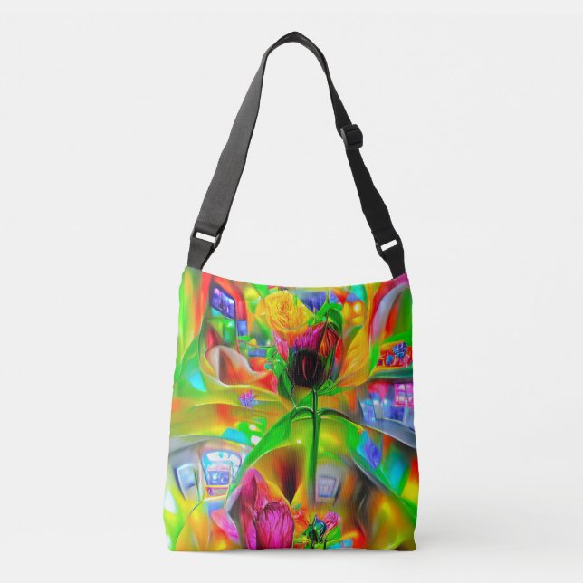 Bolsa Ajustável Flores Psicodélicas abstrato (Frente)