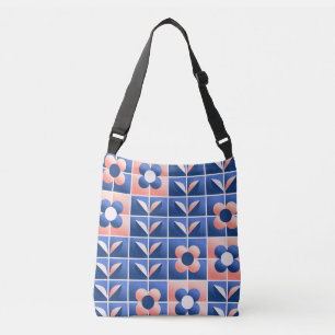 Bolsa Ajustável Flores retrorestilizadas: padrão mosaico.