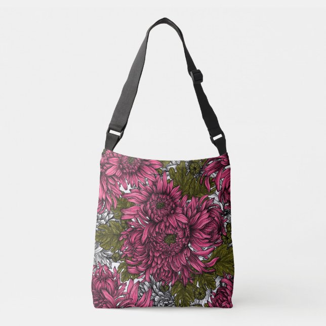 Bolsa Ajustável Flores rosa crisântemo (Frente)